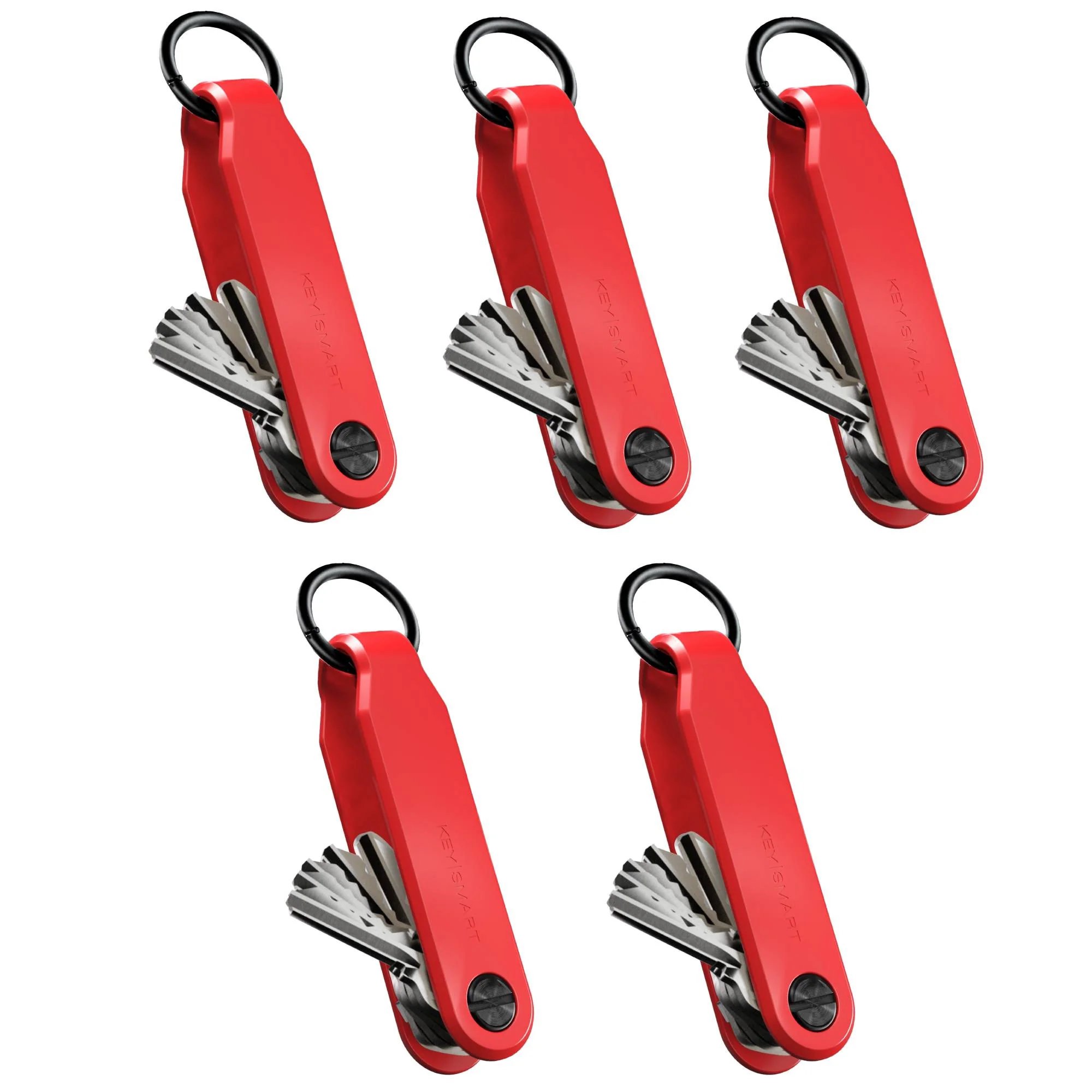 5 Pack Keysmart® Loop Red | Key Holder With Locking Screws | Organize Up To 5 Keys | Multipack