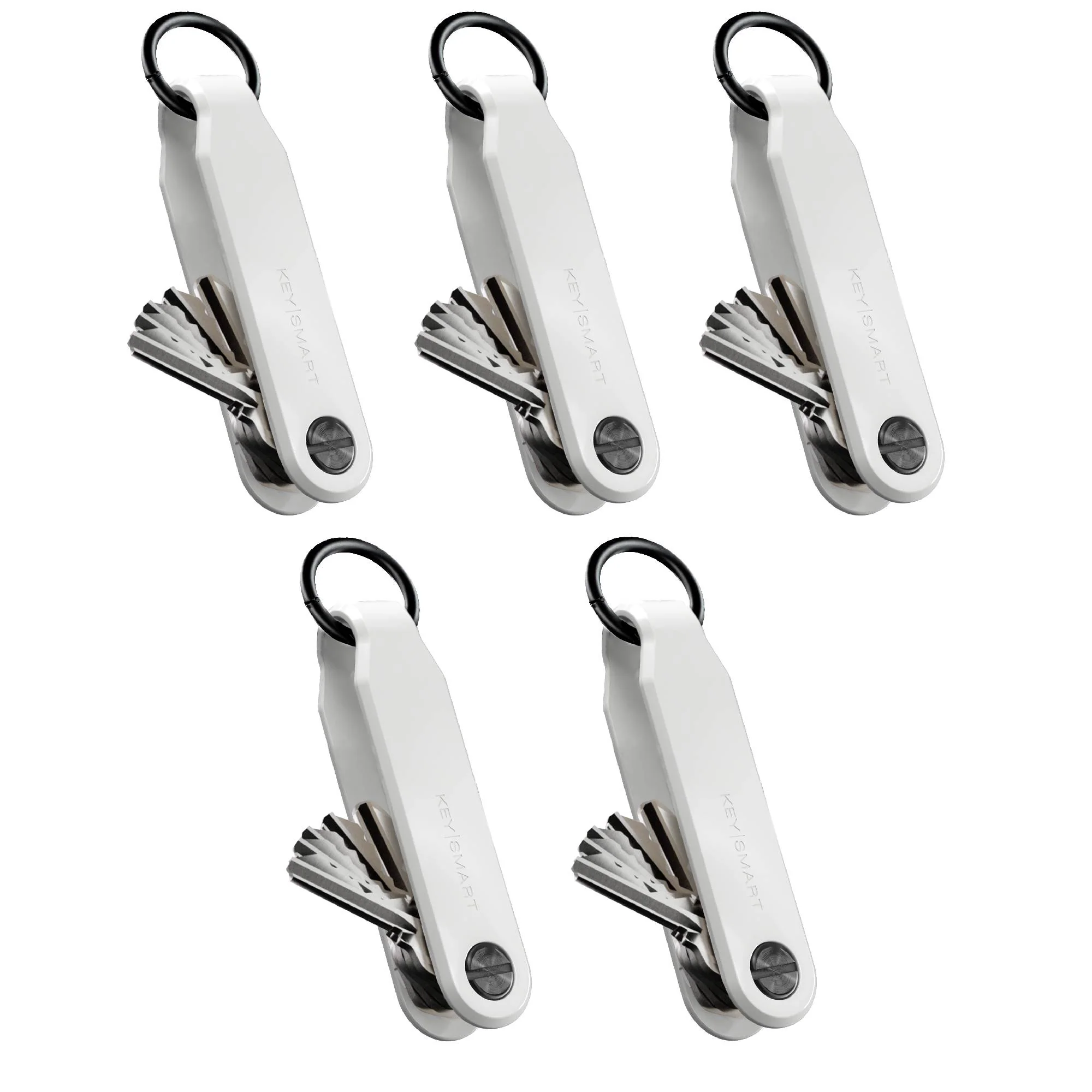 5 Pack Keysmart® Loop White | Key Holder With Locking Screws | Organize Up To 5 Keys | Multipack