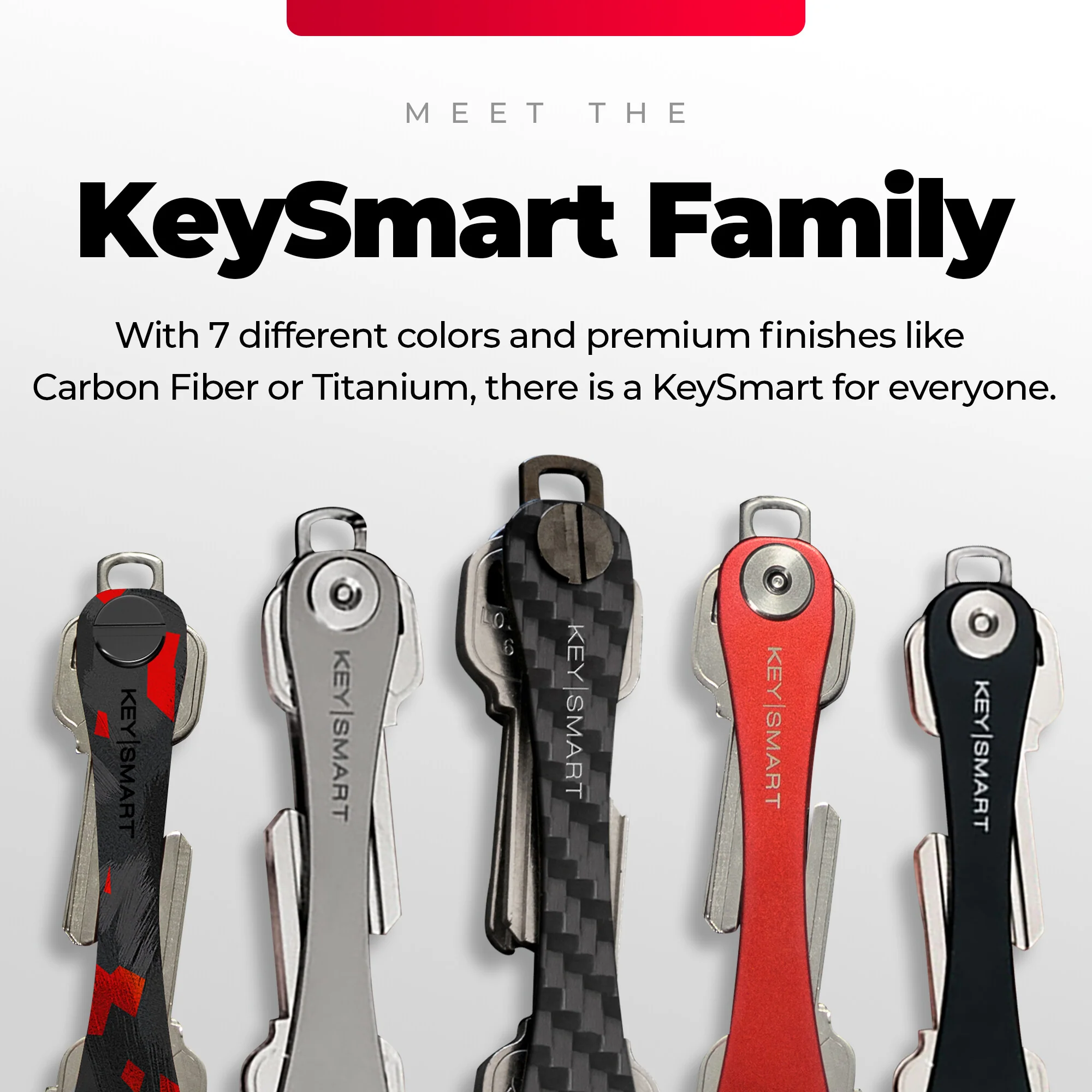 KeySmart Classic Red Forged Carbon  | Original Compact Key Organizer | Holds Up To 14 Keys - Image 9
